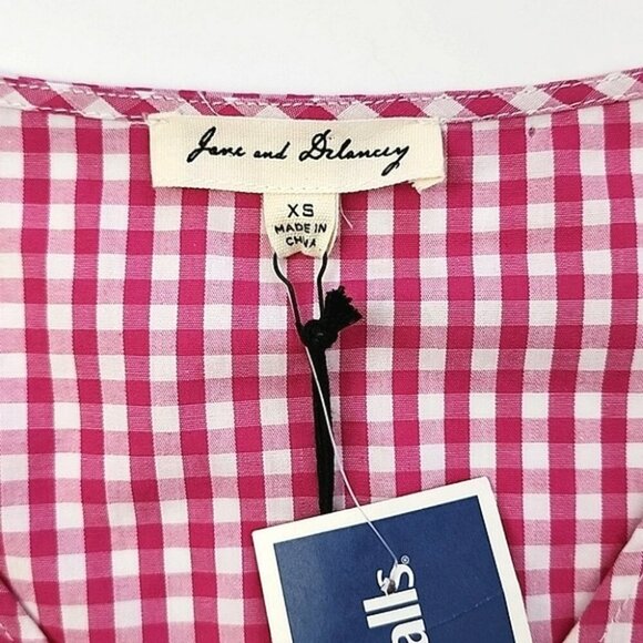 Jane and Delancey Pink Gingham Print Ruffle Blouse Bell Sleeves Cotton Size XS - Picture 3 of 9
